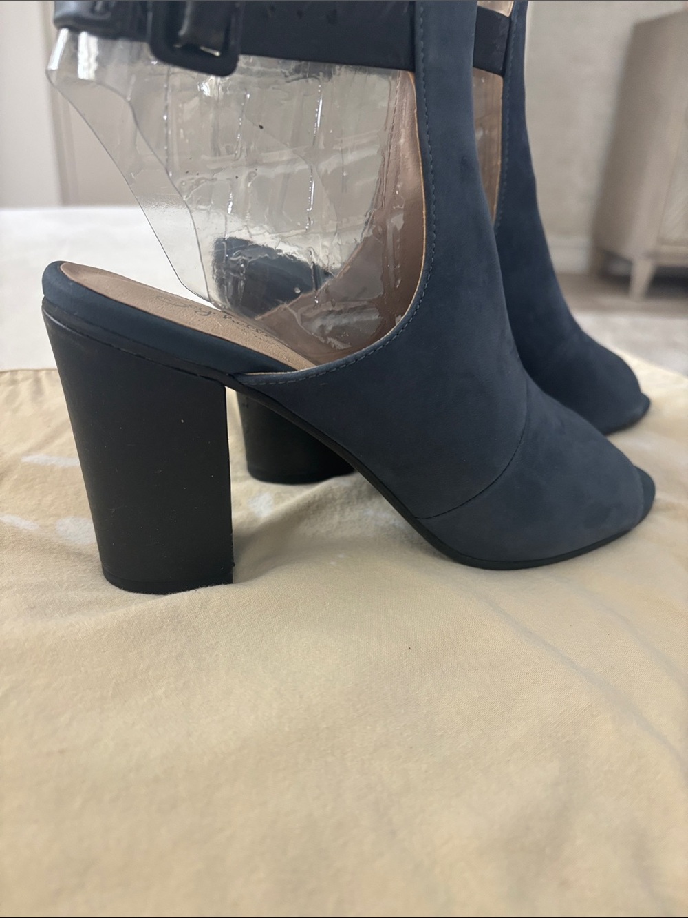 Seychelles Navy Suede Open-Toe Block Heel Sandals
